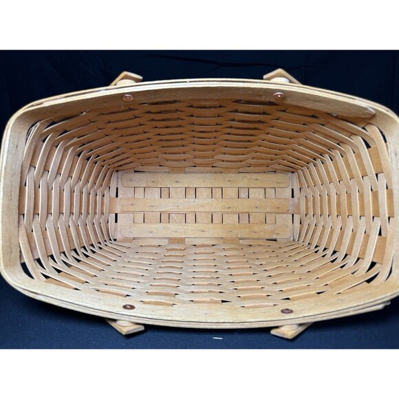 Vintage LONGABERGER 15"w x 11"h Rectangular Double Handle Market Magazine Basket - Picture 7 of 7